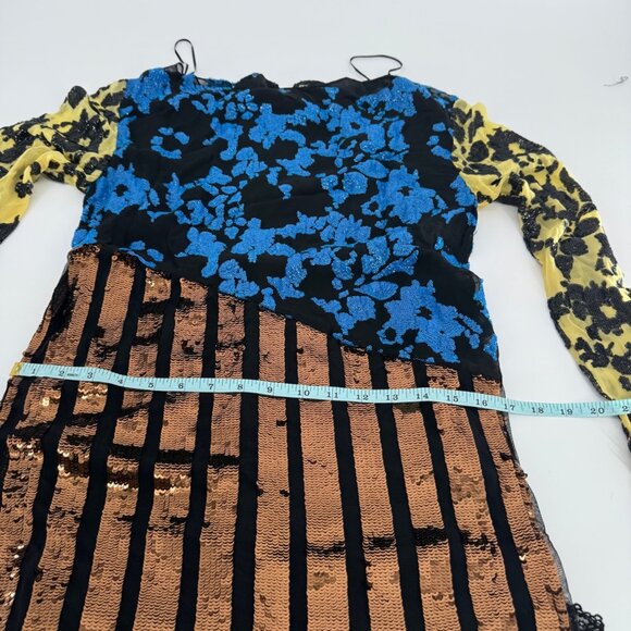 Rachel Comey Sequin Floral & Metallic Mixed Media Long Sleeve Dress, Size 2 - Picture 10 of 12